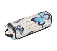 FRODOTGV Papillons bleus écrits à la main - Organiseur 2 en 1 pour outils de coiffure avec tampon résistant à la chaleur - Organiseur portable pour outils chauds - Fer à friser - Fer à friser plat -