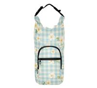 FRODOTGV Petit sac à dos à fleurs vichy bleu clair avec porte-bouteille d'eau facile à transporter avec cordon de serrage et porte-bouteille d'eau pour bouteilles d'eau de 5,8/61/81/1,2 l