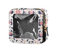 FRODOTGV Petite trousse de maquillage en cuir transparent pour filles - 4 juillet - Jour de l'indépendance américaine, Modèle Motif Jour Amour Pandas Rose, Taille unique