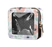 FRODOTGV Petite trousse de maquillage en cuir transparent pour filles - 4 juillet - Jour de l'indépendance américaine, Fleur pastel douce murale florale, 1 Size