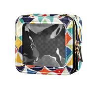 FRODOTGV Petite trousse de maquillage en cuir transparent pour filles - 4 juillet - Jour de l'indépendance américaine, Carreaux sans soudure portugais espagnol, 1 Size