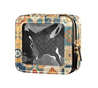 FRODOTGV Petite trousse de maquillage transparente avec fermeture éclair et motif papillons, motif papillons, dorés, pour filles et femmes, Carreaux sans soudure portugais espagnol, Taille unique