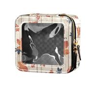 FRODOTGV Petite trousse de maquillage transparente avec fermeture éclair pour filles et femmes en fleurs de cerisier, Feuille d'automne sur vieux bois blanc, 1 Size