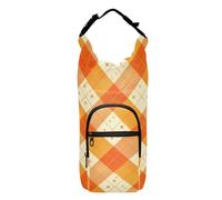 FRODOTGV Porte-bouteille d'eau réglable pour sac à dos - Orange Buffalo Check - Porte-bouteille d'eau réglable pour randonnée - Convient aux bouteilles de 50/61/81/1,2 l