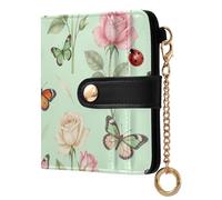 FRODOTGV Portefeuille à deux volets en cuir PU imperméable pour femme - Rangement de bijoux portable minimaliste, Papillons Pastel Gardens, One Size, Décontracté