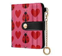 FRODOTGV Portefeuille à deux volets pour femme en cuir synthétique souple avec blocage RFID, design à deux volets pour activités de plein air élégantes, Coccinelle Cœur, One Size, Décontracté