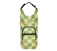 FRODOTGV Sac à bandoulière à motif floral vert et jaune à carreaux - Sac à bandoulière isotherme fonctionnel pour bouteille de randonnée - Sac à dos pour bouteilles d'eau de 50/61/81/1,2/1,2 l