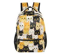 FRODOTGV Sac à dos d'école, 1 principal, 2 côtés, 1 fermeture éclair avant et 4 poches intérieures en maille respirante pour enfants et adolescents de 7 à 18 ans, petite taille, Trio de chatons, S