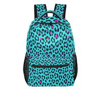 FRODOTGV Sac à dos d'étudiant structuré de forme debout réglable avec bretelles rembourrées pour adolescents, garçons et filles, petites excursions d'une journée, taille S, Léopard cyan, S