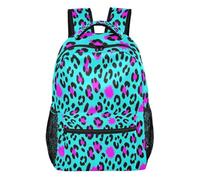 FRODOTGV Sac à dos d'extérieur vide de forme ferme avec doublure intérieure en peau de pêche pour élèves du primaire et du secondaire usage quotidien Taille S, Léopard cyan, M, Décontracté