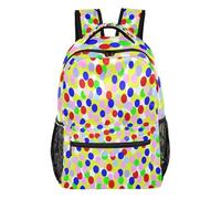 FRODOTGV Sac à dos quotidien, 1 principal, 2 côtés, 1 fermeture éclair avant et 4 poches intérieures, détails en maille respirante pour l'école, les trajets scolaires, taille S, Pois vibrants, M