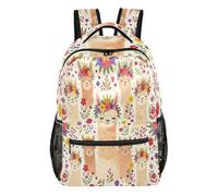 FRODOTGV Sac à dos quotidien 1 principal, 2 côtés, 1 fermeture éclair avant et 4 poches intérieures, tissu sergé de polyester pour adolescents, garçons et filles, taille S, Lama Bloom, S, Décontracté