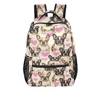 FRODOTGV Sac à dos vide pour enfants - Forme ferme - Doublure intérieure en peau de pêche - Pour écoliers du primaire et du secondaire - Usage quotidien - Taille S, French Dog Blush Heart, M