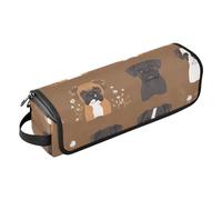 FRODOTGV Sac à outils à cheveux pour femme - Joli boxer marron - Rangement essentiel - Étanche - Organiseur de voyage pour fers plats, fers à lisser, fers à friser
