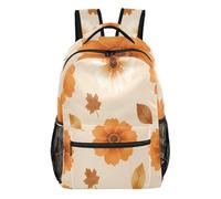 FRODOTGV Sac de jour décontracté multi-poches en tissu sergé de polyester pour l'école, les étudiants, le camping, les visites touristiques, taille S, Orange automnal, S, Décontracté