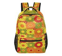 FRODOTGV Sac de jour décontracté multi-poches en tissu sergé de polyester pour l'école, les étudiants, le camping, les visites touristiques, taille S, Marguerite rétro années 70, M, Décontracté