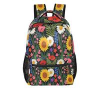 FRODOTGV Sac de jour décontracté multi-poches en tissu sergé de polyester pour l'école, les étudiants, le camping, les visites touristiques, taille S, Mélange de tournesols colorés, M, Décontracté