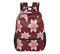 FRODOTGV Sac de jour décontracté multi-poches en tissu sergé de polyester pour l'école, les étudiants, le camping, les visites touristiques, taille S, Lys blush gothique, S, Décontracté