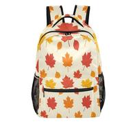 FRODOTGV Sac de jour décontracté multi-poches en tissu sergé de polyester pour l'école, les étudiants, le camping, les visites touristiques, taille S, Feuilles d'érable rouge, S, Décontracté