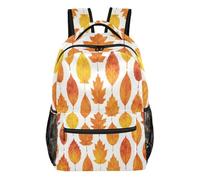 FRODOTGV Sac de jour décontracté multi-poches en tissu sergé de polyester pour l'école, les étudiants, le camping, les visites touristiques, taille S, Feuillage d'automne jaune, M, Décontracté