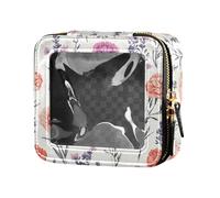 FRODOTGV Sac de maquillage transparent imperméable de pivoine de jacinthes de fleurs de thym orange, 14, 1 Size