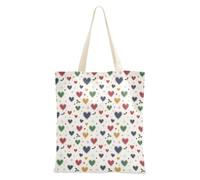 FRODOTGV Sac de Noël décontracté en toile avec poignées pour fille Motif flèches Rouge/vert, Cœurs de Noël Crème, flocons de neige, houx, Taille unique