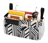 FRODOTGV Sac de rangement à rayures noires et blanches avec sangles fixes et porte-bouteille d'eau à suspendre pour dortoir, couchette, loft, lit d'hôpital
