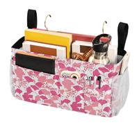 FRODOTGV Sac de rangement de chevet motif feuilles de ginkgo peintes à la main avec sangles fixes et porte-bouteille d'eau pour chambre à coucher, loft, tente, rideau, étagère de lit superposé