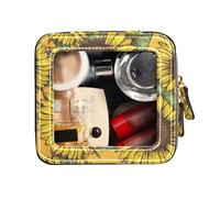 FRODOTGV Sac de rangement transparent pour maquillage, tournesol dessiné, jaune tournesol, sacs de voyage pour articles de toilette, trousse à cosmétiques avec fermeture éclair, Tournesol jaune