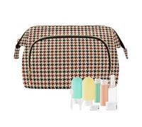 FRODOTGV Sac de voyage à suspendre - Capacité - Essentiels cosmétiques de voyage - Porte-monnaie pour femme - Motif pied-de-poule - Marron classique, Pied de poule marron classique, 1 Size