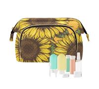 FRODOTGV Sac de voyage jaune tournesol dessiné à la main avec fermeture éclair pour maquillage sac à main porte-monnaie pour femme, Tournesol jaune dessiné à la main, 1 Size