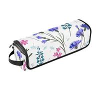FRODOTGV Sac de voyage pour femme avec motif fleurs des champs, feuilles et herbes, blanc, tapis résistant à la chaleur, étui de transport double couche pour fer plat, outils chauds et accessoires de