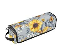 FRODOTGV Sac de voyage pour femme, motif fleurs d'automne, tournesol, lys romarin, bleu sarcelle, avec tapis résistant à la chaleur, résistant à la poussière, sac de lissage pour cheveux, 12 pièces, 1