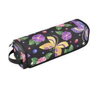FRODOTGV Sac de voyage pour outils de cheveux - Organiseur et tapis résistant à la chaleur avec fermeture éclair pour lisseurs, fer à friser, sèche-cheveux, libellules colorées et fleurs, Fleurs