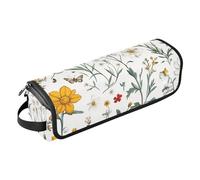 FRODOTGV Sac de voyage pour outils de cheveux - Organiseur plat étanche avec tapis en fer pour fer à lisser, fer à friser, fleurs, jonquilles, marguerites, papillons, abeilles, blanc, 01, 1 Size