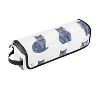 FRODOTGV Sac de voyage pour outils de cheveux pour femme - Sac de rangement et tapis résistant à la chaleur pour fers plats, lisseurs, fers à friser, chats bleus russes doux blancs