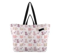 FRODOTGV Sac fourre-tout en toile de grande capacité pour cuisine, demoiselle d'honneur, cadeau de mariage, voyage, patte de chat