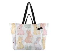 FRODOTGV Sac fourre-tout pliable en toile pour la cuisine, les courses, les demoiselles d'honneur pour homme, voyage, plage, mariage, linge, lapins pastel