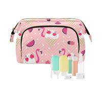 FRODOTGV Sacs de maquillage légers avec fermeture éclair pour femme Motif crème glacée Flamingo Rose, Motif crème glacée flamant rose, 1 Size