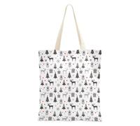 FRODOTGV Sacs fourre-tout en coton avec poignées pour fille, cadeaux d'hôtesse décontractés, motif boule de Noël multicolore, Motif sapin de Noël gris, Taille unique