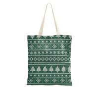 FRODOTGV Sacs fourre-tout en coton avec poignées pour fille, cadeaux d'hôtesse décontractés, motif boule de Noël multicolore, Flocons de neige en tricot vert et blanc pour sapins de Noël, Taille