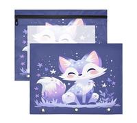 FRODOTGV Sweet Lavender Fox Lot de 2 trousses à crayons avec poche zippée pour classeur à 3 anneaux