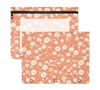 FRODOTGV Tiny Daisy Lot de 2 pochettes de classeur avec 3 œillets renforcés et 3 trous pour papier A4 Saumon clair