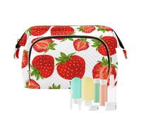 FRODOTGV Trousse à cosmétiques pour femme Essentials Organic Garden Strawberry Red Grande capacité Porte-monnaie pour femme, Rouge fraise biologique, Taille unique, Fraise de jardin bio rouge, Taille
