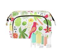 FRODOTGV Trousse de maquillage colorée avec fermeture éclair et feuilles tropicales, Feuilles de fleurs tropicales colorées, 1 Size