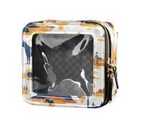 FRODOTGV Trousse de maquillage en cuir transparent avec roses rouges avec globes oculaires et corbeaux noirs pour filles, Wild West Western Scotland, Taille unique