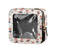 FRODOTGV Trousse de maquillage transparente avec bonshommes de neige mignons et mignons de Noël - Sac de toilette de voyage pour vernis à ongles pour filles et femmes, Motif renard mignon sans fin