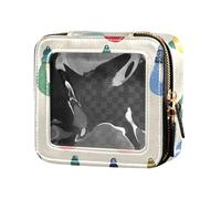 FRODOTGV Trousse de maquillage transparente avec bonshommes de neige mignons et mignons de Noël - Sac de toilette de voyage pour vernis à ongles pour filles et femmes, Ampoules de Noël colorées