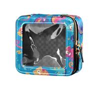 FRODOTGV Trousse de maquillage transparente avec bonshommes de neige mignons et mignons de Noël - Sac de toilette de voyage pour vernis à ongles pour filles et femmes, Motif coloré avec de jolis