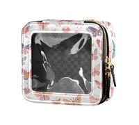 FRODOTGV Trousse de maquillage transparente avec bonshommes de neige mignons et mignons de Noël - Sac de toilette de voyage pour vernis à ongles pour filles et femmes, Papillons sur blanc et rose